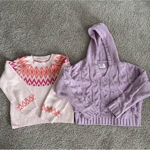 (2) Girls pink and purple Sweaters
